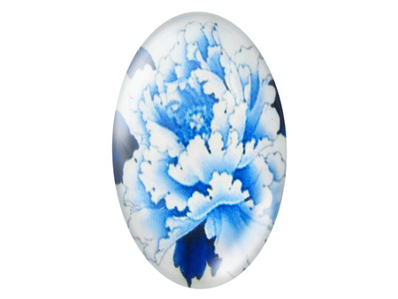 Kaboszony szklane z grafiką, 18x25mm PT1544 / błękitny / 2szt