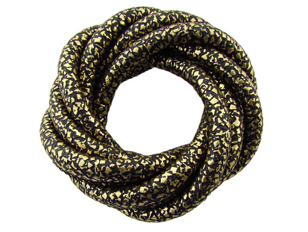 Rzemień ekologiczny, szyty, metalic / złoty / crackle / 5x7mm / 1m