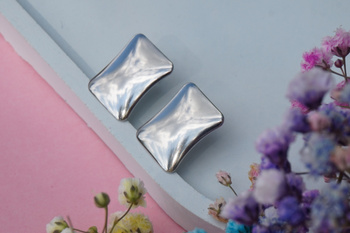 Sztyfty prostokąty ozdobne / stal chirurgiczna / 27x16mm / srebrny / 2szt