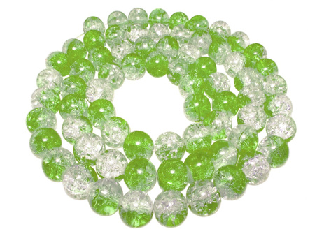 Koraliki szklane crackle / kula / zielono-biały / 8mm / otwór 1mm / 1sznur / 110 koralików