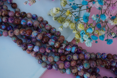 Jaspis cesarski / kula / 6mm / fioletowo-niebieski / sznur około 60 szt