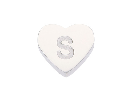 Literka S / przekładka / stal chirurgiczna / 6x7mm / otwór 1.4mm / srebrny / 1szt