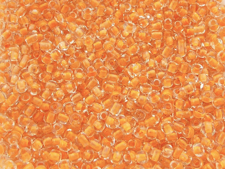 Koraliki szklane drobne, Inside orange / 2,6mm / otwór round / 20g