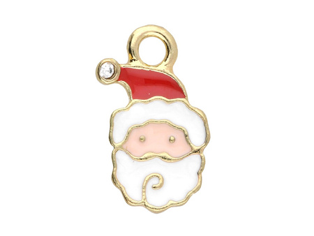 Mikołaj SweetCharm™ / zawieszka charms / 17x10x2mm / biały, czerwony, KC Gold / 2szt