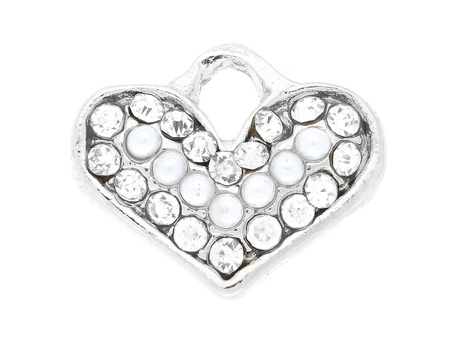 Serce Glamm™ / zawieszka charms / 18 cyrkonii / 13.5x14.5mm / srebrny, Crystal / 1szt