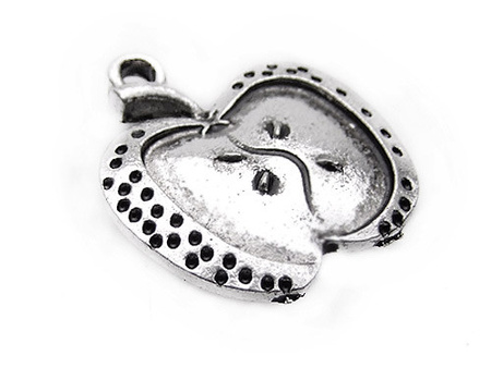 Zawieszka charms, ozdobna / posrebrzana / jabłko / 21x18x2mm / otwór 2mm / 2szt