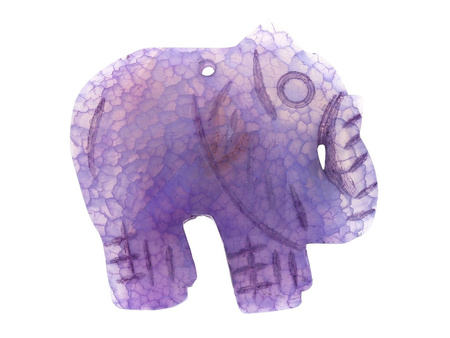 Agat / zawieszka / słoń / 50x51x7.5mm / fioletowy / 1szt