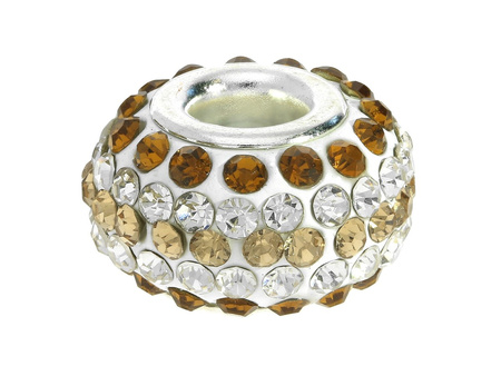 Oponka Discoteque™ / przekładka / 95 cyrkonii / 9x15mm / jasny srebrny,bursztynowy/ otwór 5mm / 1szt