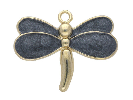 Ważka SweetCharm™/ zawieszka charms / 21x26x2.5mm / złoty, stalowy / 2szt