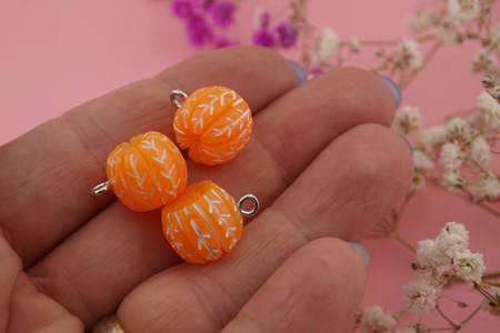 Mandarynka / zawieszka / żywica / 10mm / pomarańczowy / 1szt