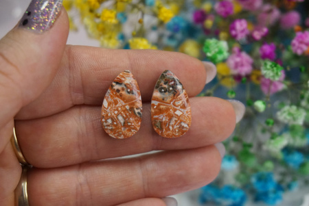 Jaspis leopard / kaboszony para / klasa AAA / 21x13x5mm / 2szt