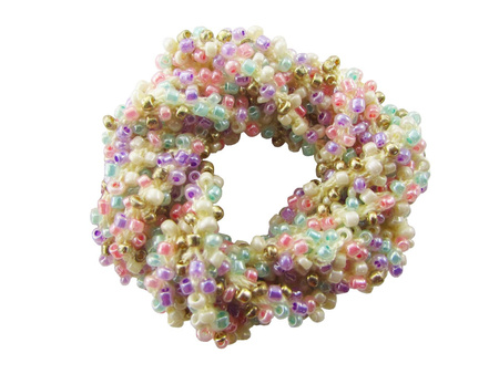 Sznurek jubilerski 6mm, z drobnymi koralikami / multikolor / pastelowy / 1m