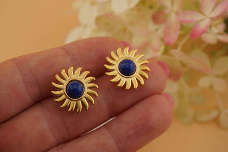 Sztyfty z niebieskim oczkiem / stal chirurgiczna / 17mm / złoty / 2szt