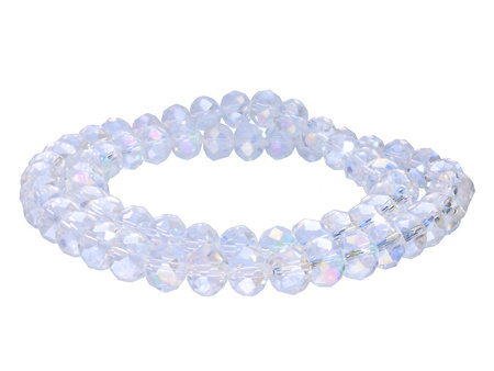 CrystaLove™ / kryształki szklane / rondelle / 9x12mm / biały/ transparentny / opalizujący/ 70szt