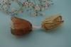 Kwiatek ozdobny / organza / brązowo - kremowy / ok 35mm / zestaw 2szt