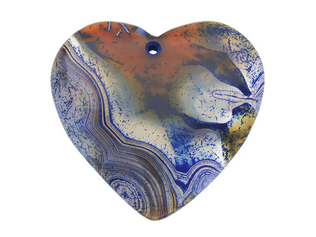 Agat / zawieszka / serce / 44x45x7mm / niebieski / 1szt