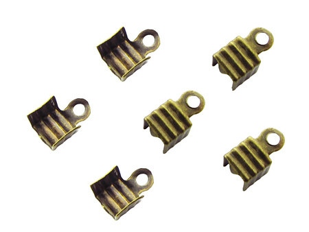 Końcówki zaciskowe żelazne, karbowane 8x5mm / kolor antyczny brąz / otwór 1.5mm / 30szt