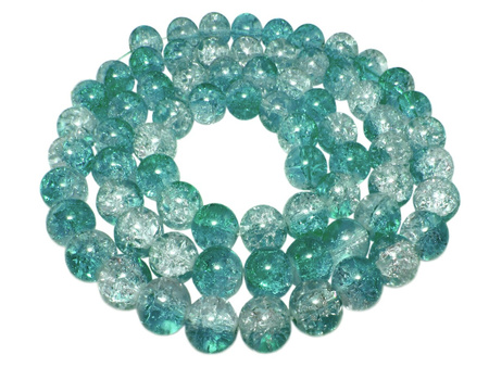 Koraliki szklane crackle / kula / turkusowo-biały / 4mm / otwór 0,7mm / 1sznur / 210 koralików