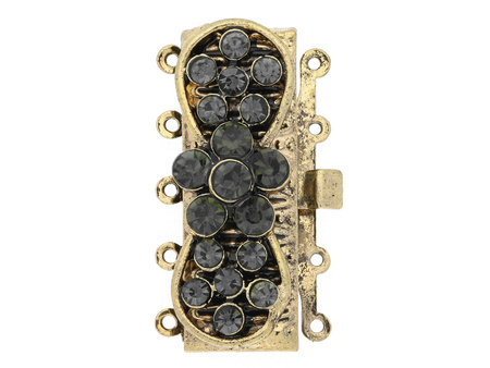 Kokardka Glamm™ / zapięcie szufladkowe / 31x16x10mm / antyczny złoty / 5 uchwytów 1mm  / 1szt