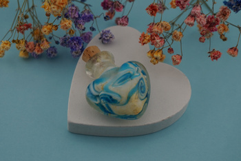 Fiolka serce / niebieski / szkło lampwork / 27x25mm / 1szt