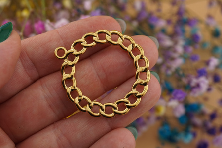 Koło ozdobne / zawieszka ze stali chirurgicznej / 36x14mm / złoty / 1szt