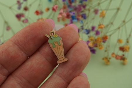 Deser pistacjowo - czekoladowy / zawieszka / 20x9mm / metal / złoty / 1szt