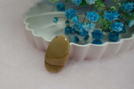 Jaspis / kaboszon / klasa AAA / 26x17x5mm / beżowy / 1szt