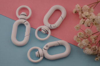 Baza breloka / karabińczyk / metal / 3,8cm  x 1,5cm/ biały / 1szt