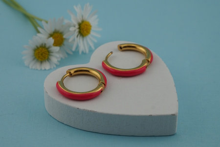 Kolczyki kółka / stal chirurgiczna / 12mm / złoty, różowy / 2szt