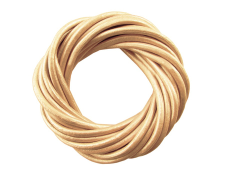 Rzemień naturalny / okrągły / 2mm / kolor kremowy, metaliczny / 2m