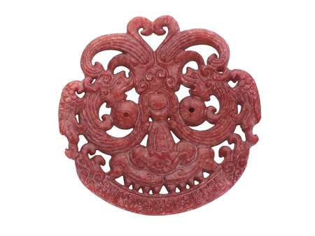 Jadeit / zawieszka / 68.5x68x7.5mm / czerwony / 1szt