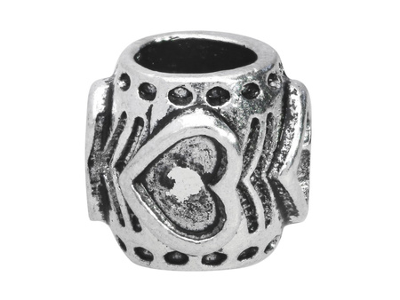 Serca / oponka / przekładka / 8x9x9mm / kolor srebrny / otwór 5mm / 4szt