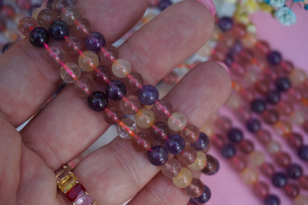 Kwarc miks kolorów / kula / 6mm / sznur / około 65szt