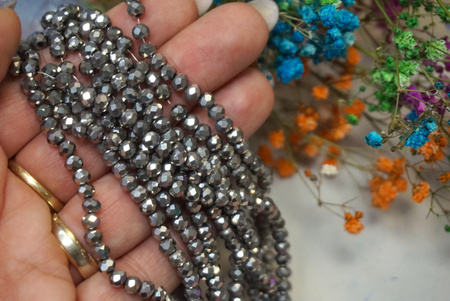 CrystaLove™ / kryształki szklane / rondelle / 3x4mm / srebrny / lustrzany / 110szt