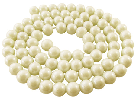 Koraliki szklane, lustrzane / ecru / 10mm / otwór 1mm / 85 koralików