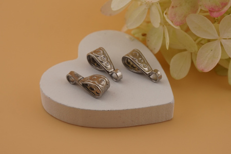 Krawatka ozdobna / stal chirurgiczna / 6x15,5mm otwór 3mm / srebrny / 2szt