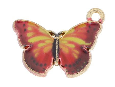 Motyl SweetCharm™ / zawieszka charms / 15x20x2mm / KC Gold, pomarańczowy / 2szt