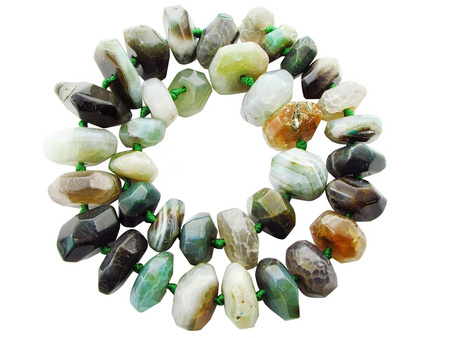Agat / oponki fasetowane nieregularne / 8-15mm x 12-27mm / szary / ot. 2mm / 1 sznur stopniowany