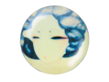 Kaboszon szklany z grafiką K14 PT1328 / kremowy / 14mm / 4szt