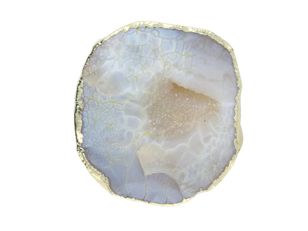 Agat druzy / w okuciu / plaster nieregularny / 49x47x14mm / popielaty / 1szt