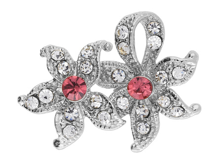Kwiat Glamm™ / zawieszka charms / 24 cyrkonie / 21x27x4mm / srebrny / 1szt