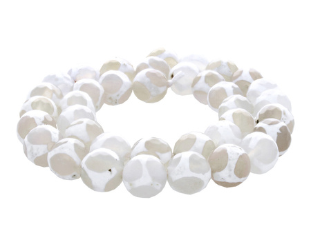 Agat tybetański / kula fasetowana / 6mm / biało-beżowy / 60szt