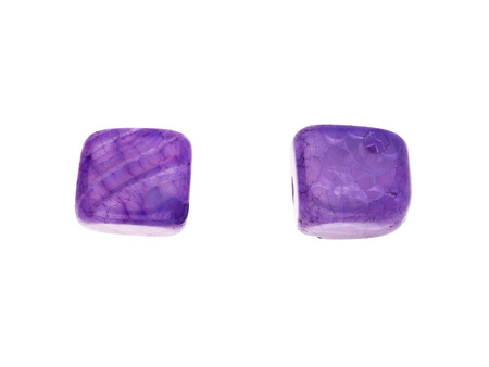 Agat / kostka nieregularna / otwór po skosie / 10mm / fioletowy / 2szt