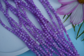 Muszla / sznur koralików / kula / 3mm / fioletowy / około 130szt