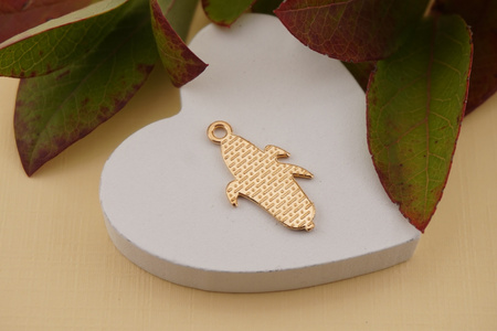 Kukurydza / zawieszka emaliowana / 23x12mm / metal / złoty / 1szt
