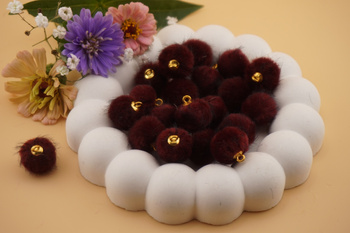 Pomponik / zawieszka / 15mm / burgundowy / 1szt