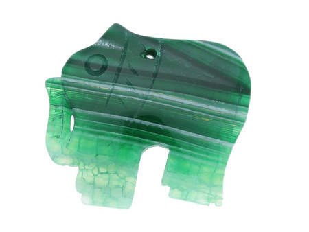 Agat / zawieszka / słoń / 40x45x5mm / zielono-biały / 1szt
