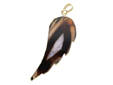 Agat sardonyks / zawieszka / skrzydło / 57x32x5mm / brązowy / 1szt