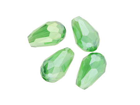 CrystaLove™ / kryształki szklane / kropla / 12x8mm / Green AB / 4szt