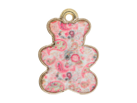 Miś SweetCharm™/ zawieszka charms / 20x14x2mm / KC Gold, różowy / 2szt